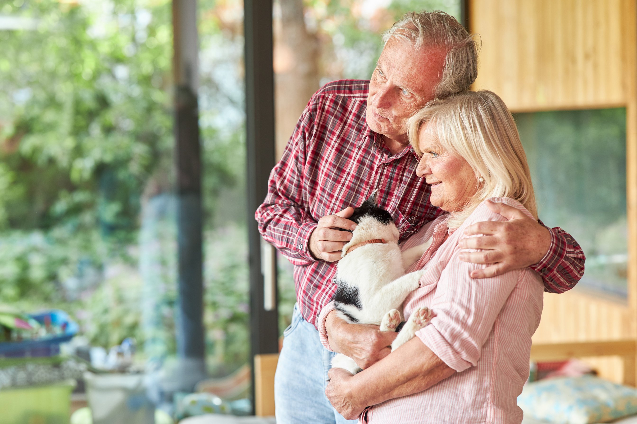 Happy Retired Couple Retired with Cat