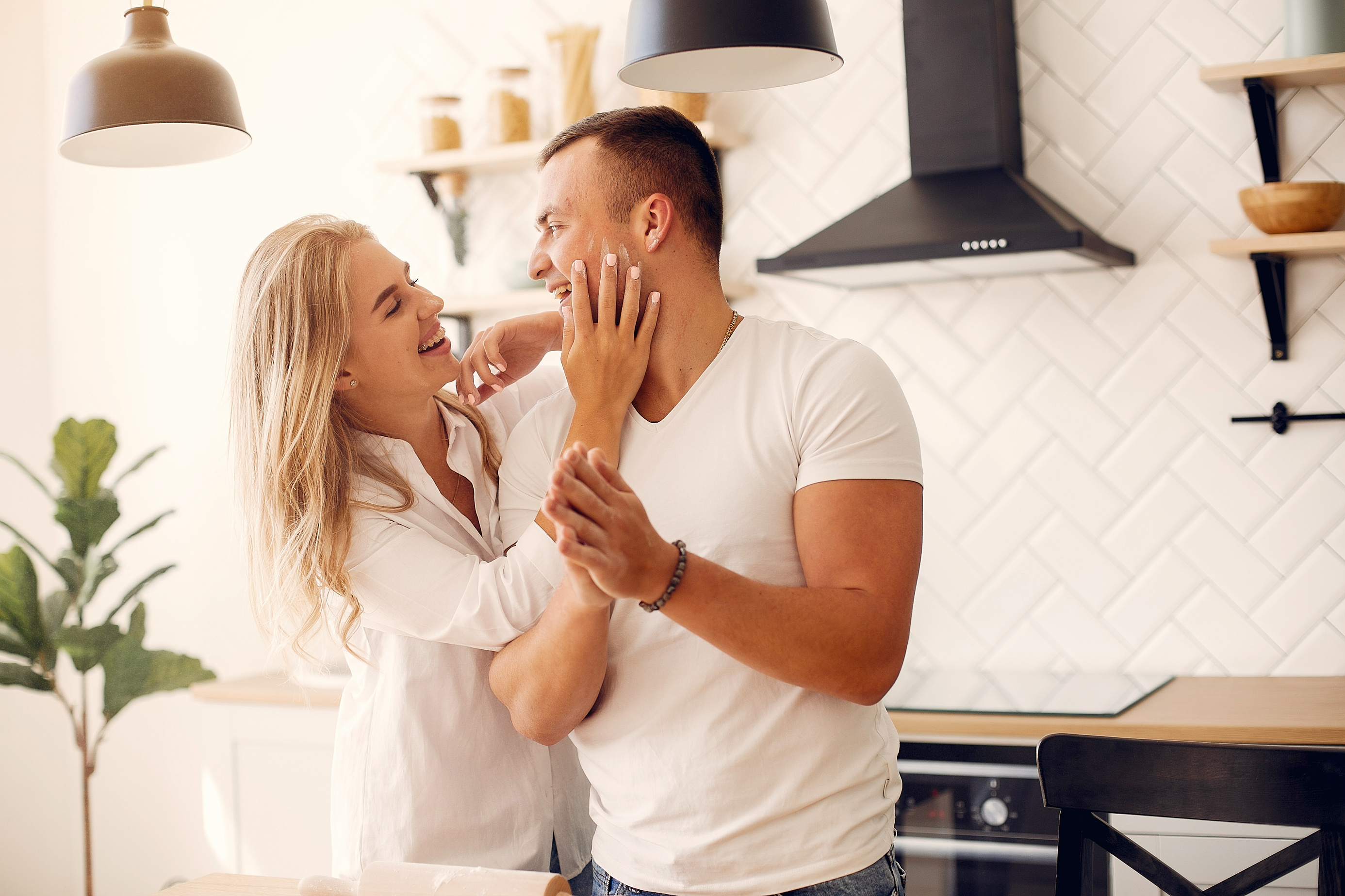 Romantic Couple in Kitchen